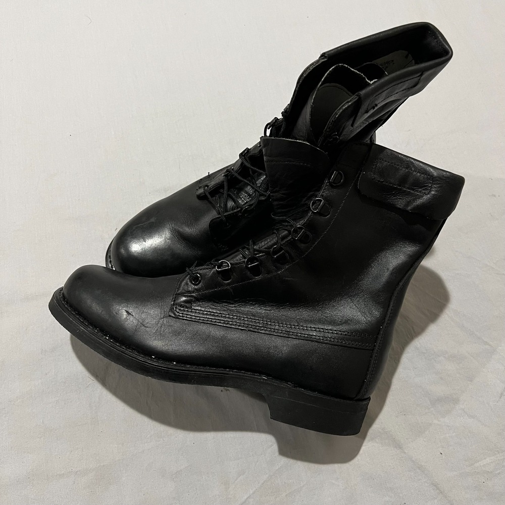 Vintage Biltrite Addison Shoe Co. Mens Black Leather Military Combat Boots Sz 8D